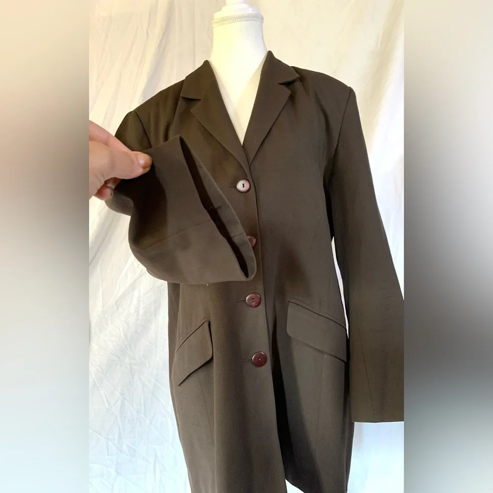 Vintage Wool Brown Oversize Blazer flare sleeve‎ Art Student Retro 80s 90s Large - Picture 4 of 12